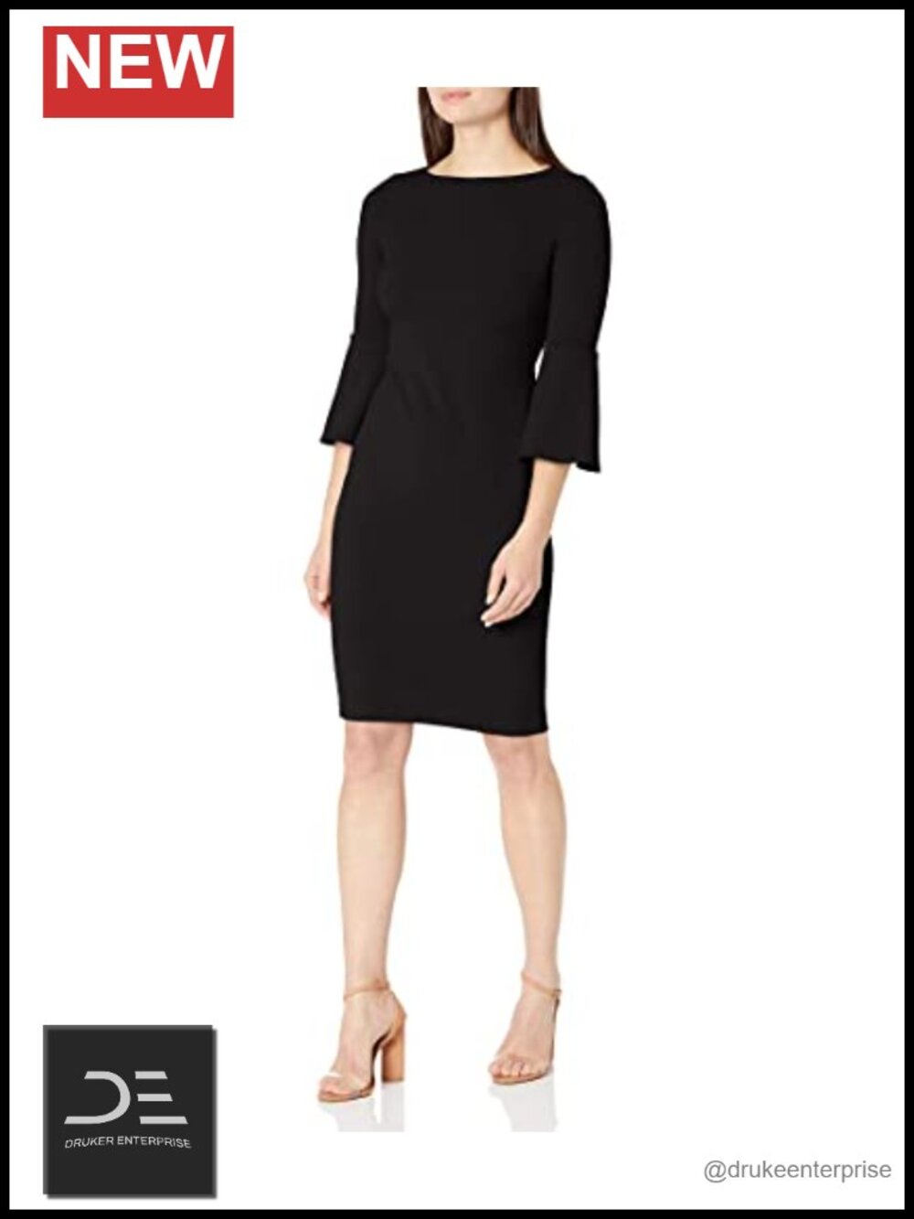 Calvin Klein Peplum Sheath Dress Round Neck Zipper Work